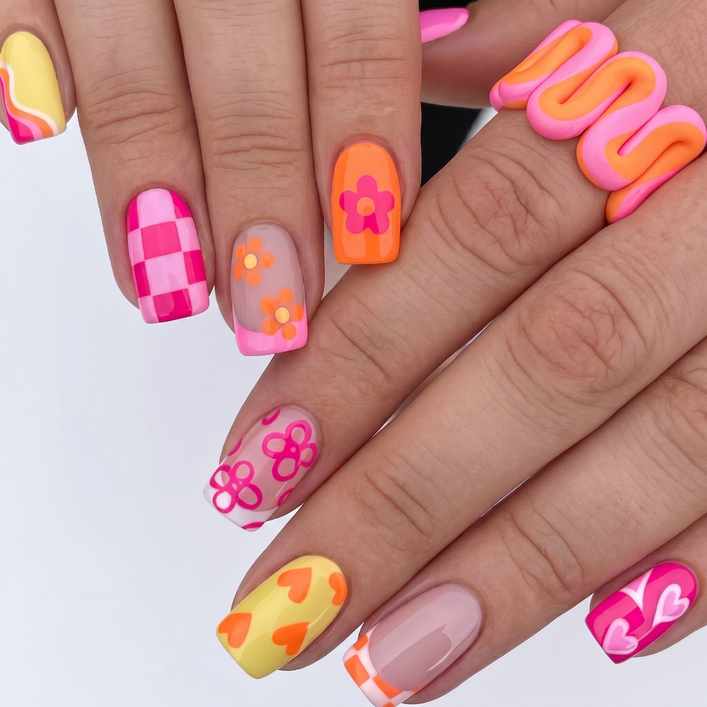 Neon Summer Mix Nails