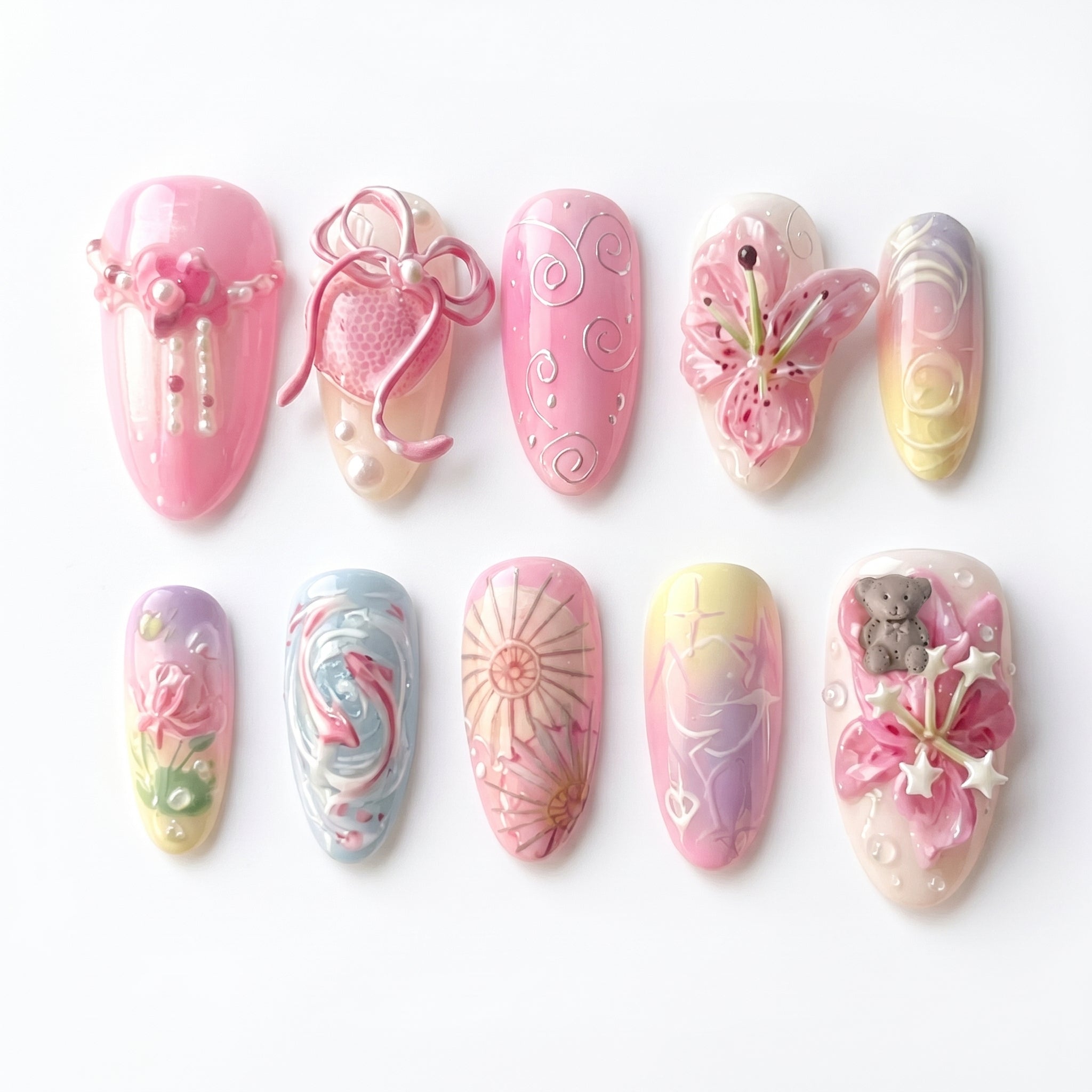 Pastel Dream press-on nails full set layout