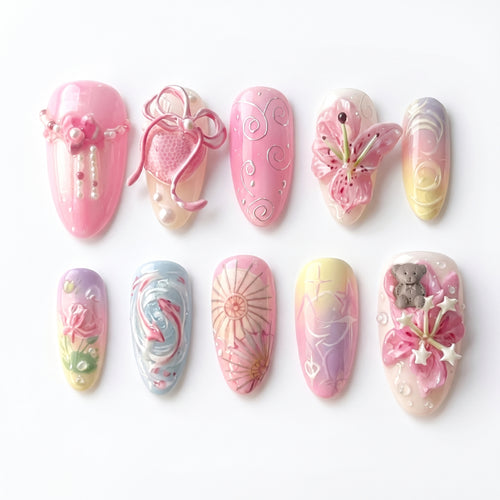 Pastel Dream press-on nails full set layout
