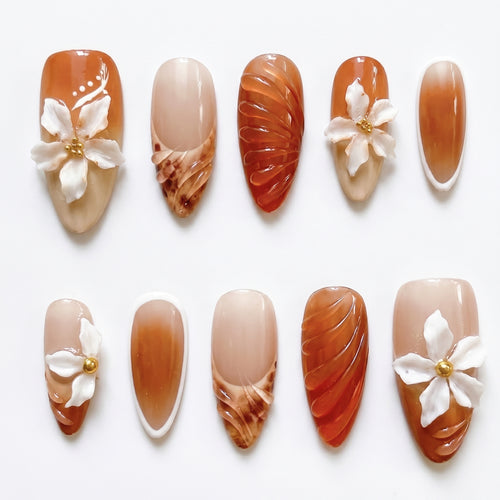 Autumn Amber press-on nails full set layout