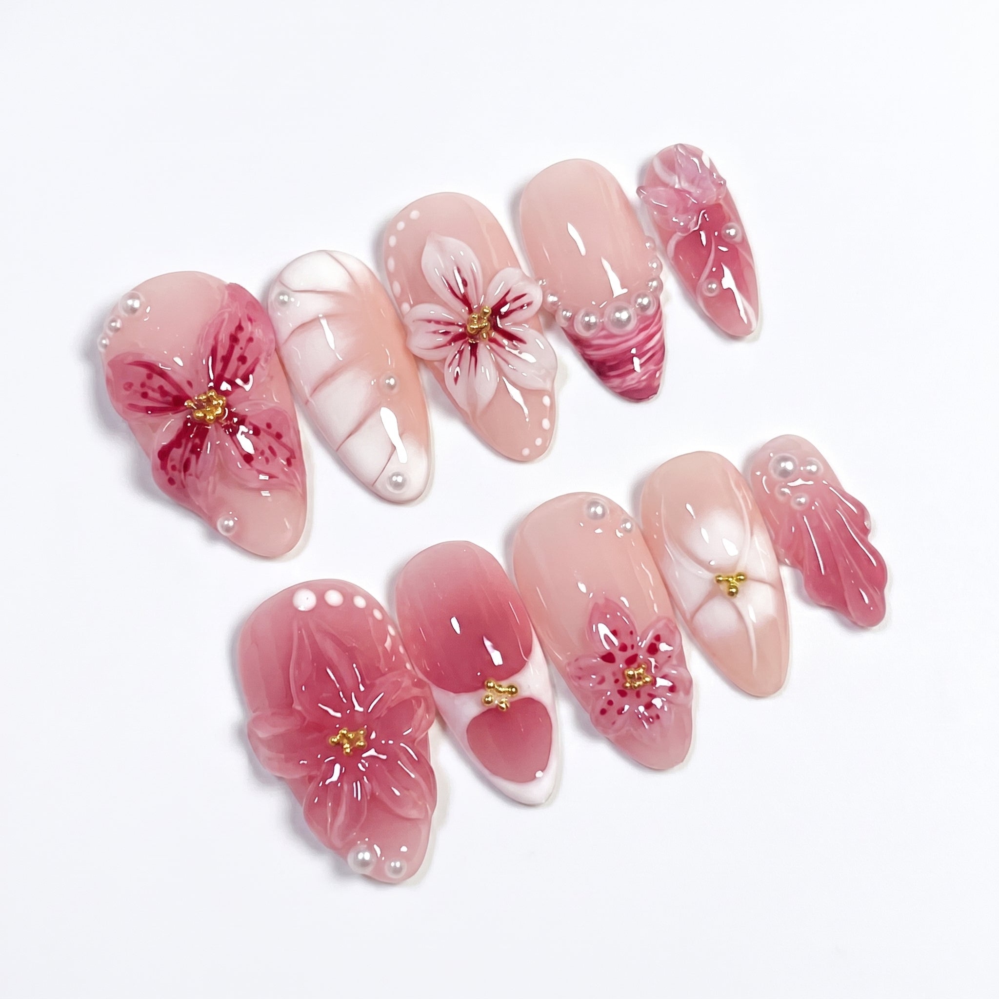 Mauve Orchid press-on nails full set layout