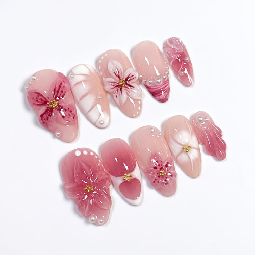 Mauve Orchid press-on nails full set layout