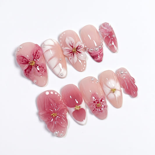 Mauve Orchid press-on nails full set layout