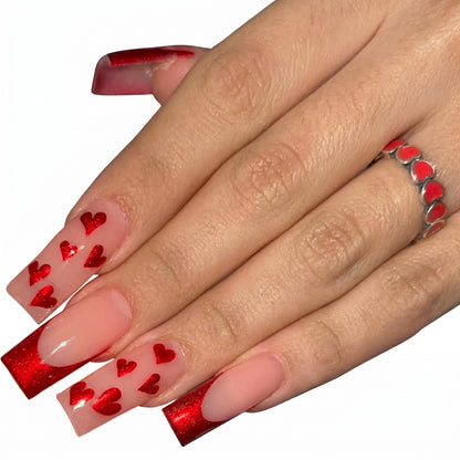 Red Heart French — Glitter Tip Press-On Nails