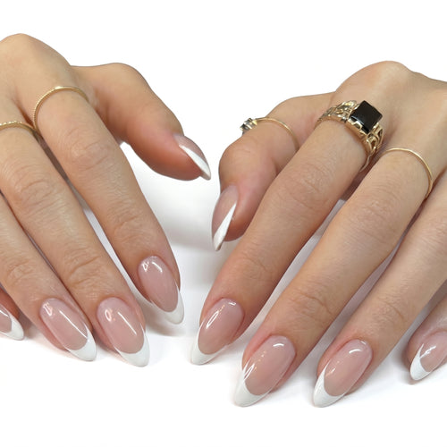 Timeless French — Classic White Tip Almond Press-On Nails