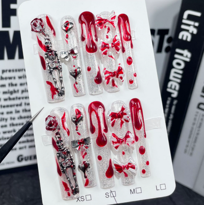 Glam Gore — Handmade Glitter Blood Drip Press-On Nails