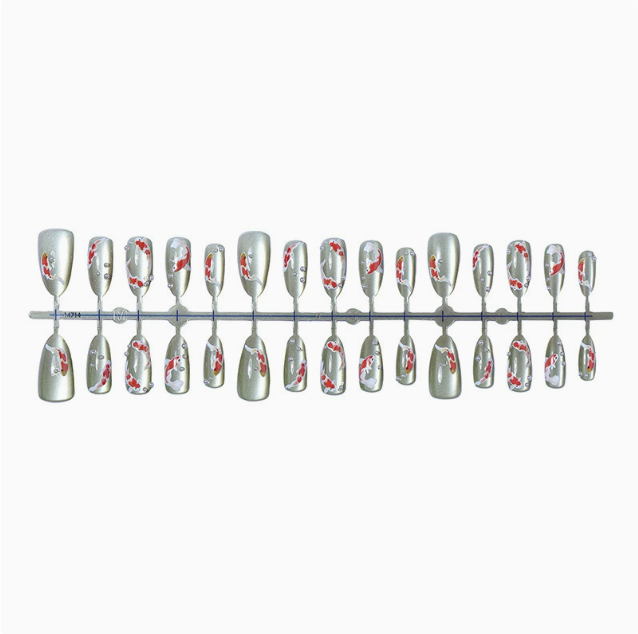 Sage Koi press-on nails full set layout