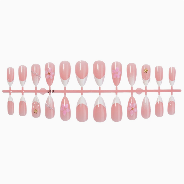 Sakura Pearl French press-on nails full set layout
