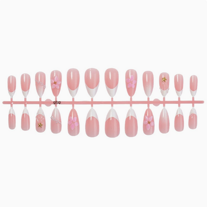 Sakura Pearl French press-on nails full set layout