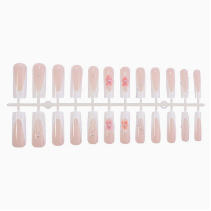 Pearl Petal French press-on nails full set layout