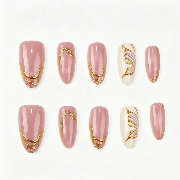 Chrome Butterfly press-on nails set