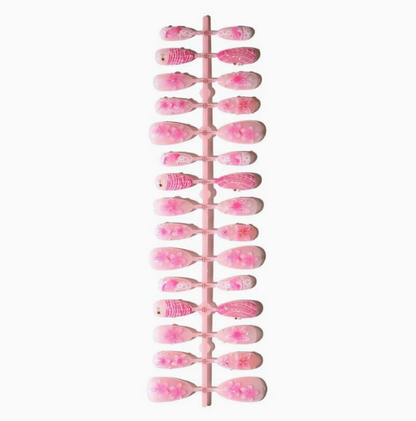 Pink Reef press-on nails full set layout
