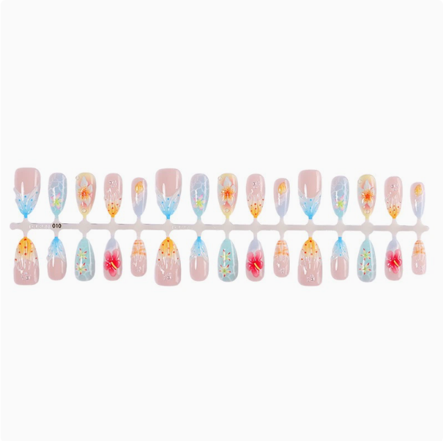 Island Sunset press-on nails full set layout