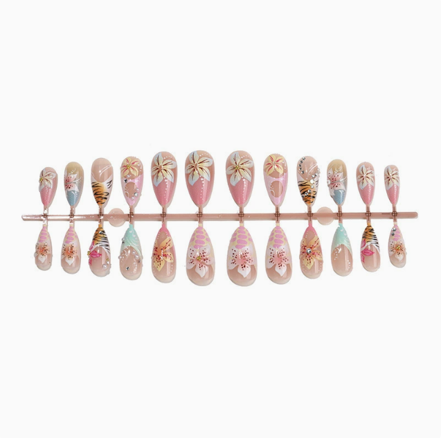 Tiger Lily press-on nails full set layout