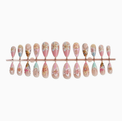 Tiger Lily press-on nails full set layout