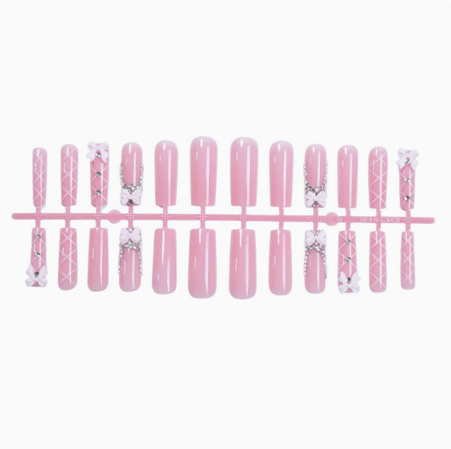 Ballet Bow press-on nails full set layout