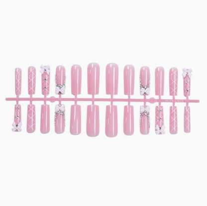Ballet Bow press-on nails full set layout