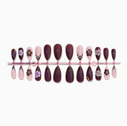 Plum Blossom press-on nails full set layout