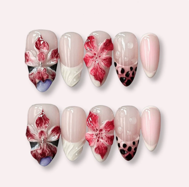 Crimson Lily press-on nails set
