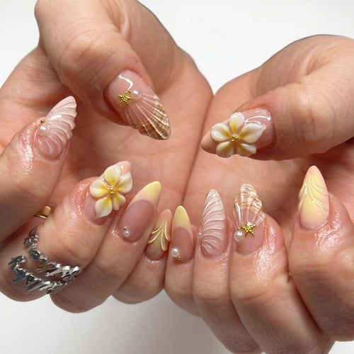 Pink Ombre Heart Nails
