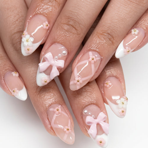 Coquette Bow French Nails