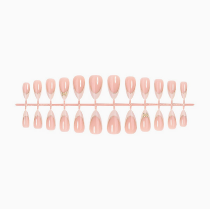 Golden Bow press-on nails full set layout