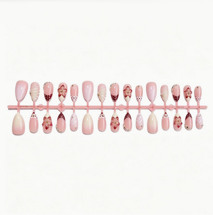 Burgundy Bloom press-on nails full set layout