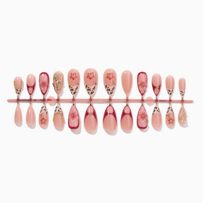 Leopard Rose Chain press-on nails full set layout