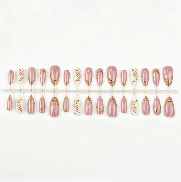 Chrome Butterfly press-on nails full set layout