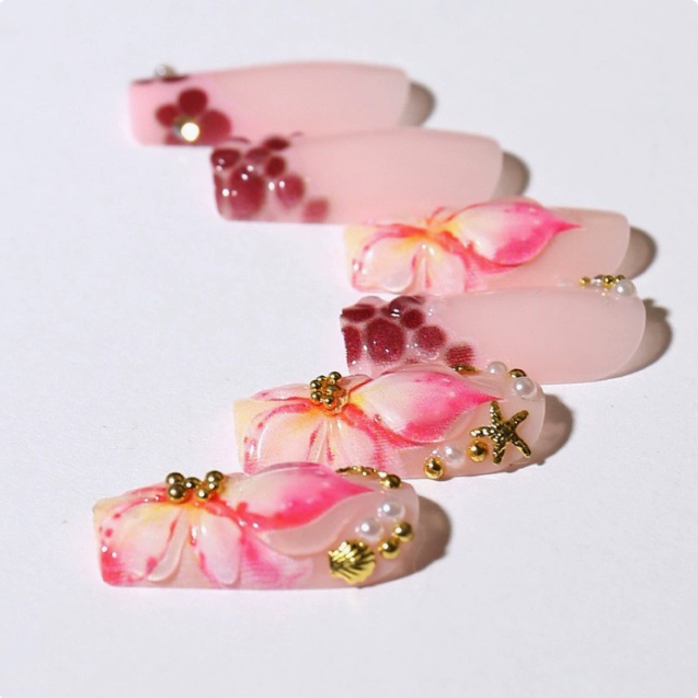 Berry Lily French press-on nails detail