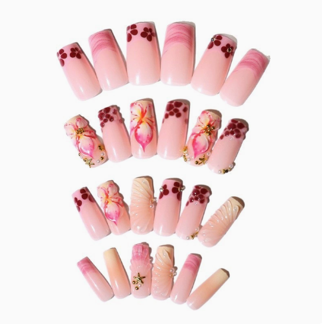 Berry Lily French press-on nails set