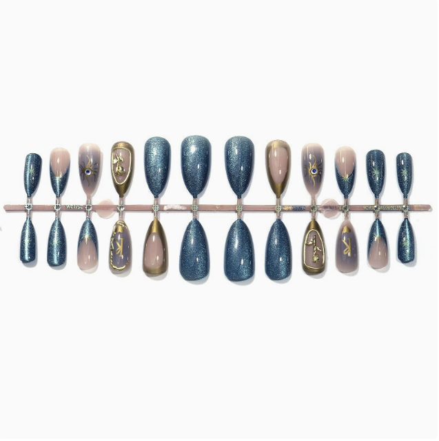 Midnight Rose press-on nails full set layout