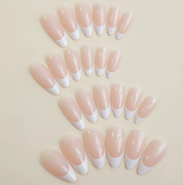 Classic White French press-on nails set