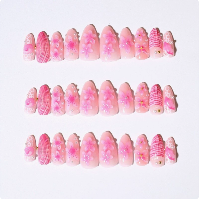 Pink Reef press-on nails set