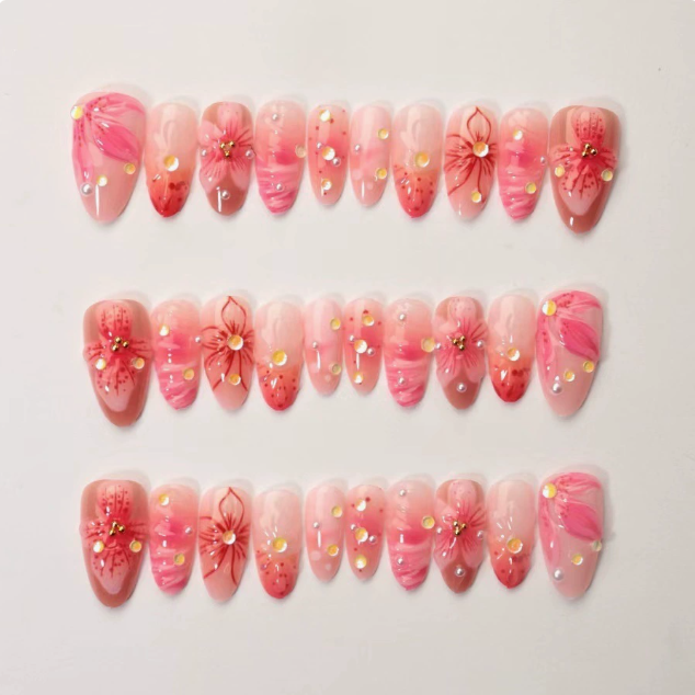 Pink Orchid Glow press-on nails set