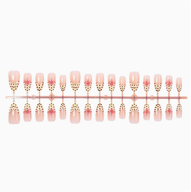 Brown Dot press-on nails full set layout