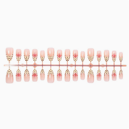 Brown Dot press-on nails full set layout