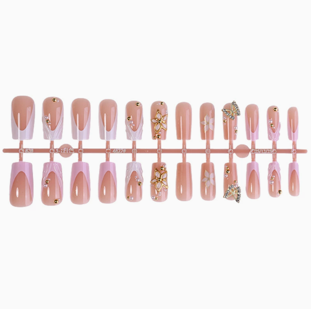 Lavender Gold French press-on nails full set layout