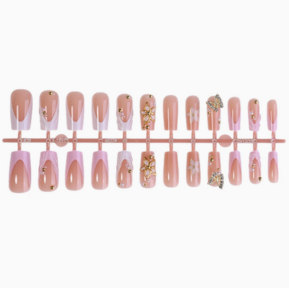 Lavender Gold French press-on nails full set layout