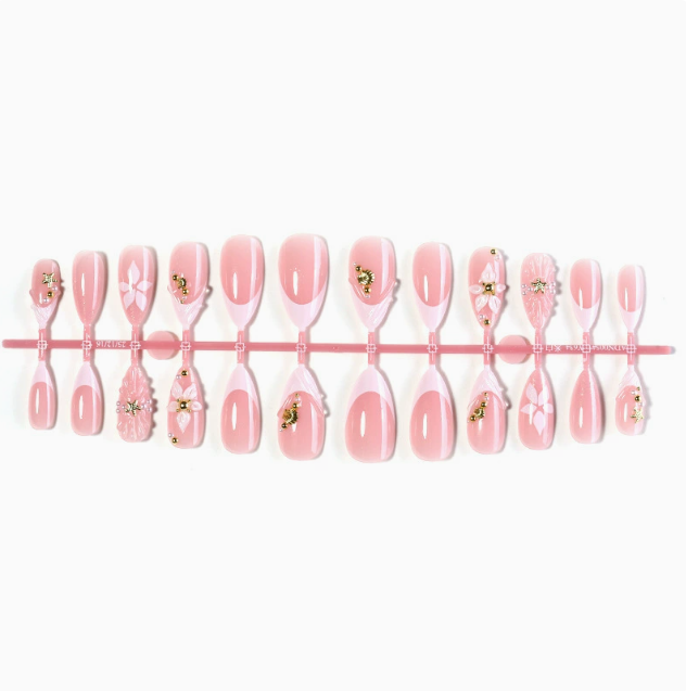 White Butterfly press-on nails full set layout