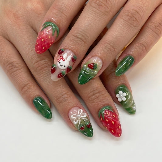 Strawberry Bunny Nails