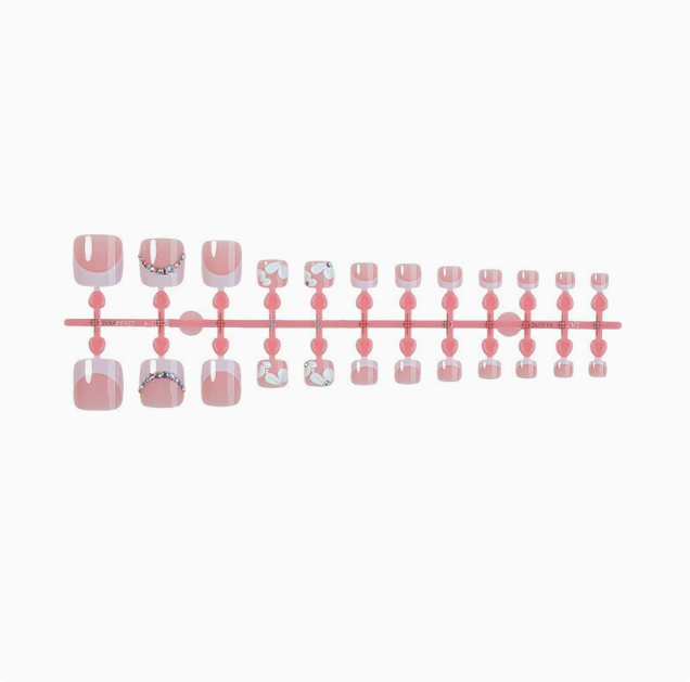 French Floral Toes press-on nails full set layout