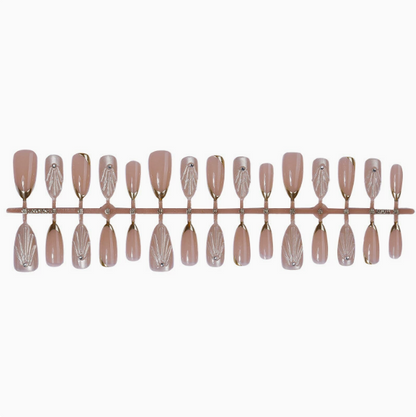 Mauve Shell press-on nails full set layout