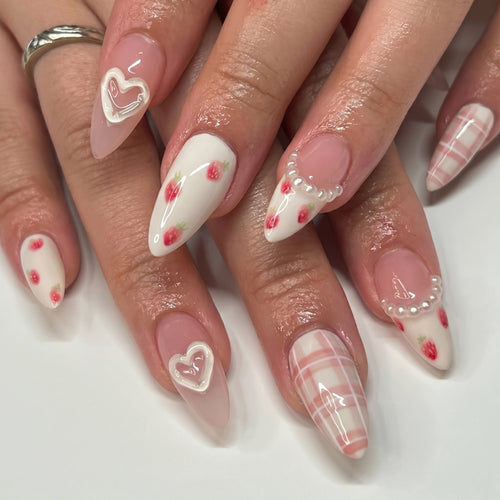 Strawberry Pearl Coquette Nails