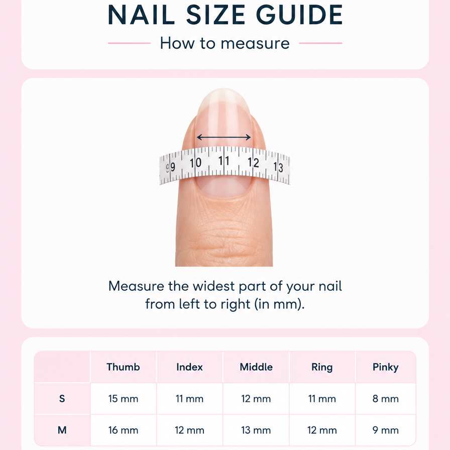 Nail Size Guide — how to measure your nails (S/M in mm)