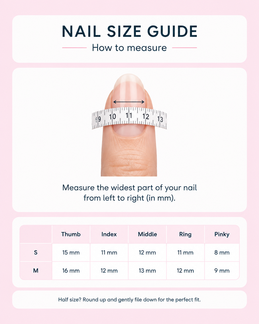 Nail Size Guide — how to measure your nails (S/M in mm)